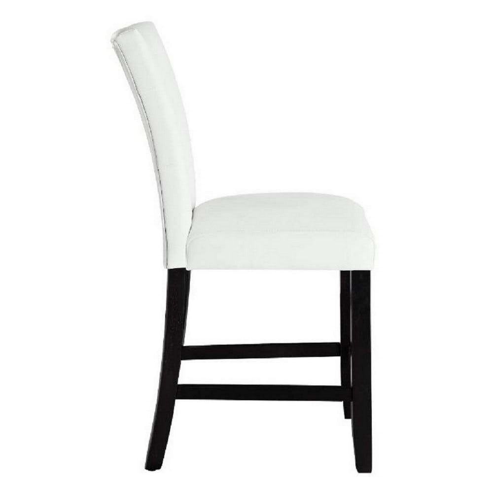 Benjara Deneb 26 Inch Tufted Side Dining Chair, Set of 2, Champagne Faux Leather