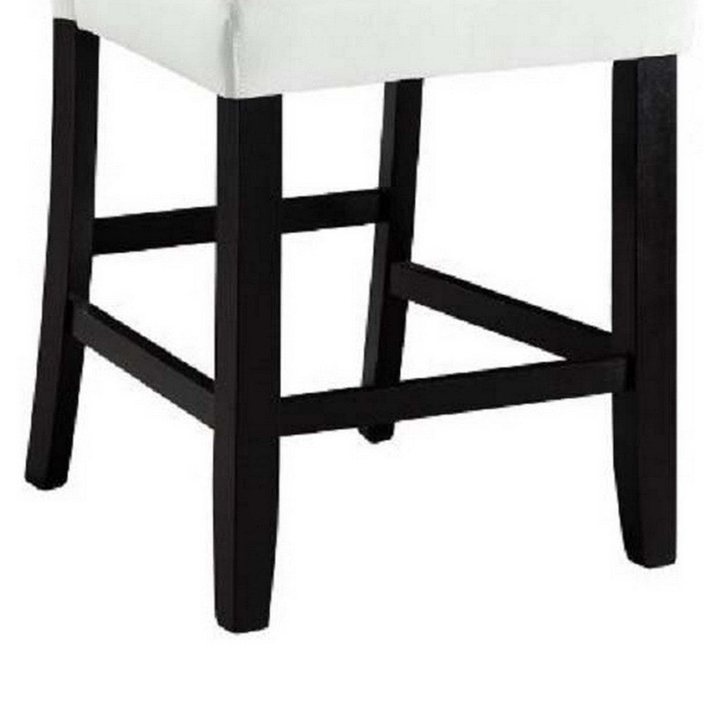 Benjara Deneb 26 Inch Tufted Side Dining Chair, Set of 2, Champagne Faux Leather