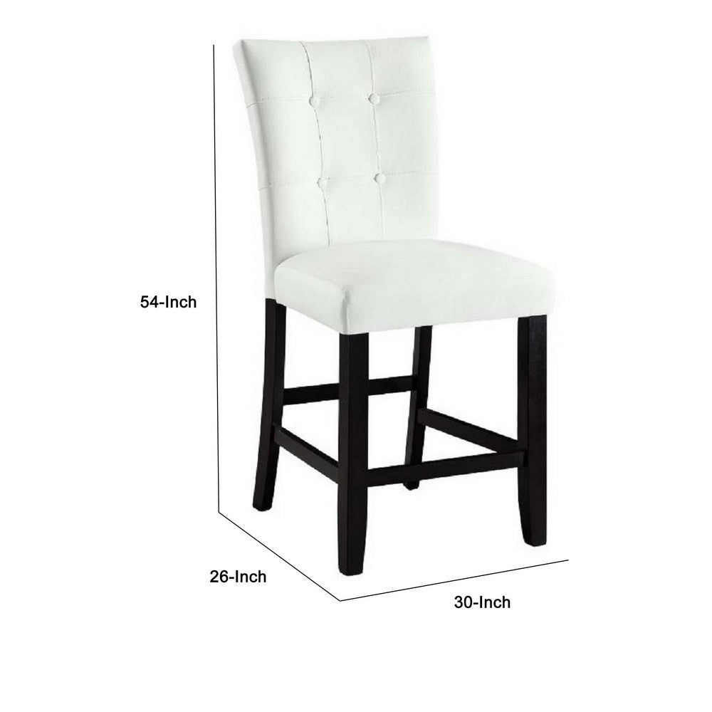 Benjara Deneb 26 Inch Tufted Side Dining Chair, Set of 2, Champagne Faux Leather