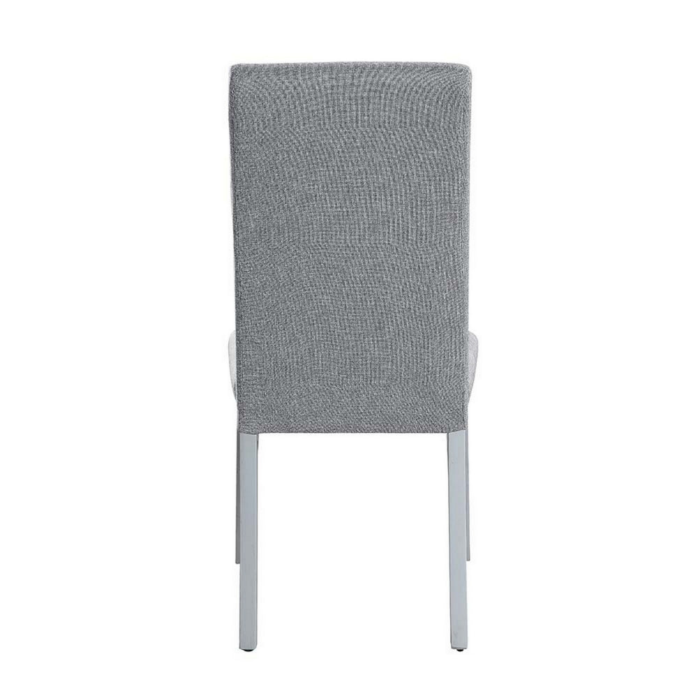 Benjara 18 Inch Wood Dining Chairs, Set of 2, Silver Nailhead Trim, Gray, White
