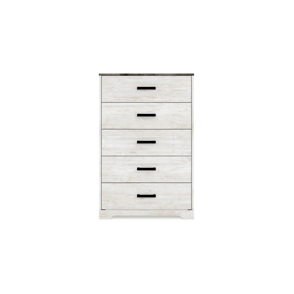 Benjara Wisp 46 Inch Tall Dresser Chest, 5 Drawers, Rustic Smooth White Finish