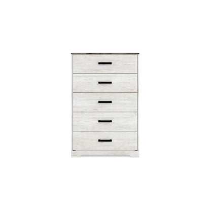 Benjara Wisp 46 Inch Tall Dresser Chest, 5 Drawers, Rustic Smooth White Finish