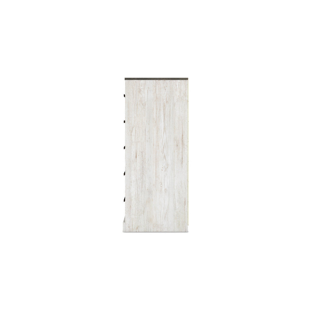 Benjara Wisp 46 Inch Tall Dresser Chest, 5 Drawers, Rustic Smooth White Finish