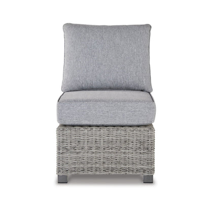 Benjara 24 Inch Outdoor Accent Chair, Gray Cushions And All Weather Resin Wicker