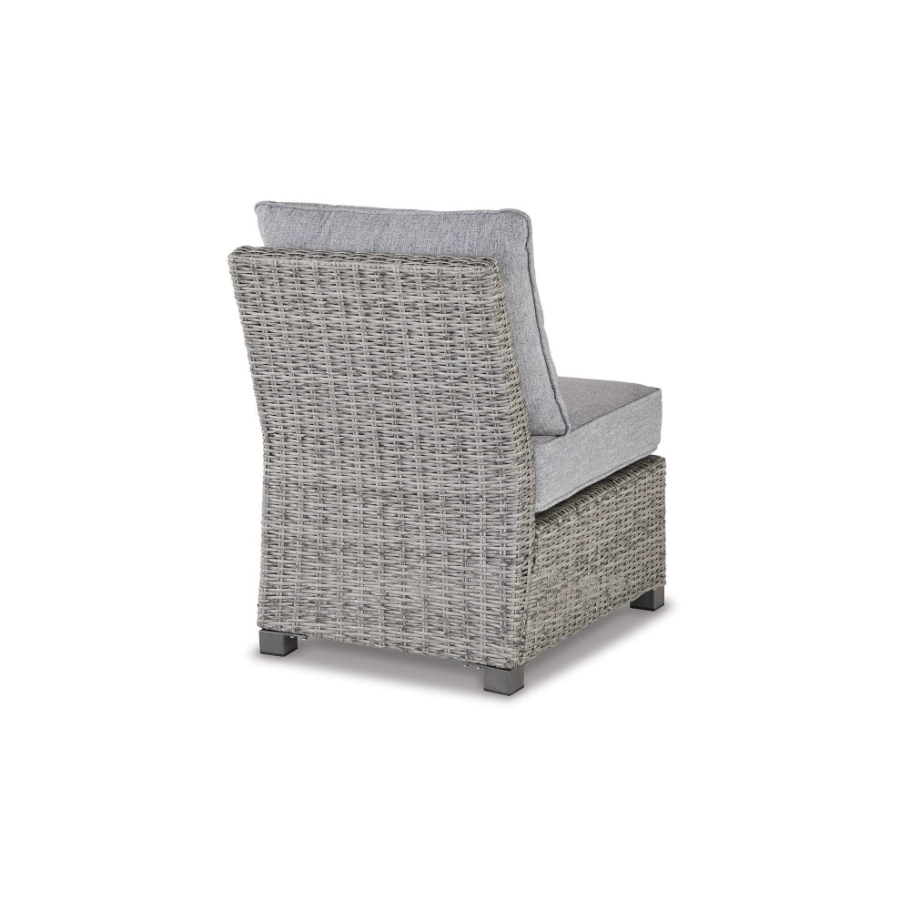 Benjara 24 Inch Outdoor Accent Chair, Gray Cushions And All Weather Resin Wicker