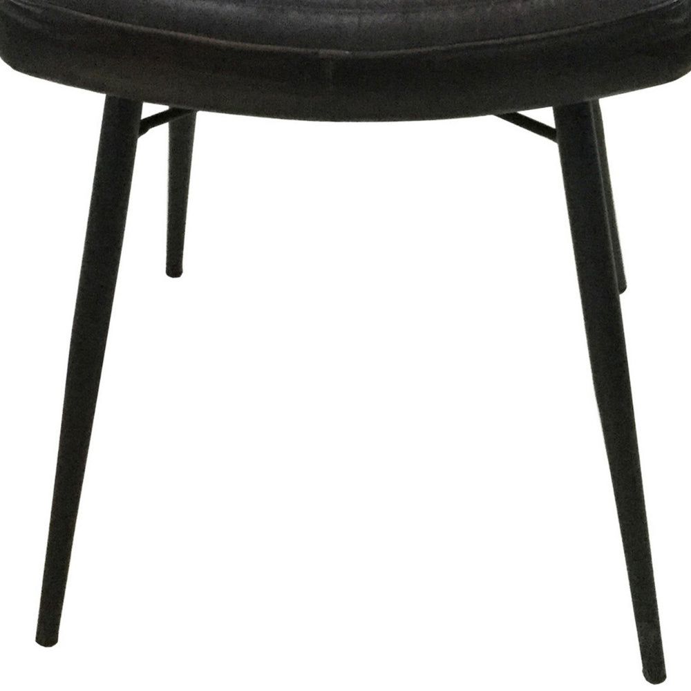Benjara Mia 18 Inch Side Chair, Set of 2, Dyed Espresso Leather, Vertical Tufting