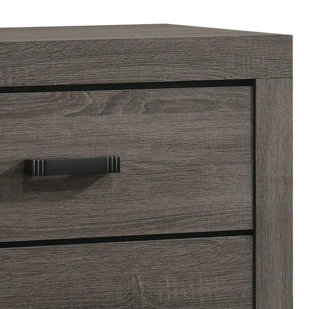Benjara Lola 46 Inch Tall Dresser Chest, 4 Drawers, Metal Bar Handles, Dark Gray