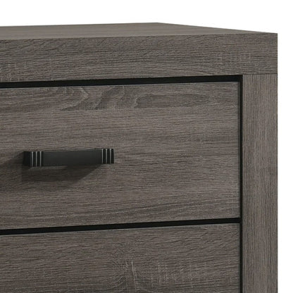 Benjara Lola 46 Inch Tall Dresser Chest, 4 Drawers, Metal Bar Handles, Dark Gray