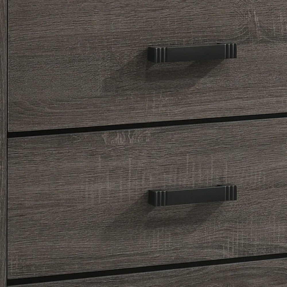 Benjara Lola 46 Inch Tall Dresser Chest, 4 Drawers, Metal Bar Handles, Dark Gray