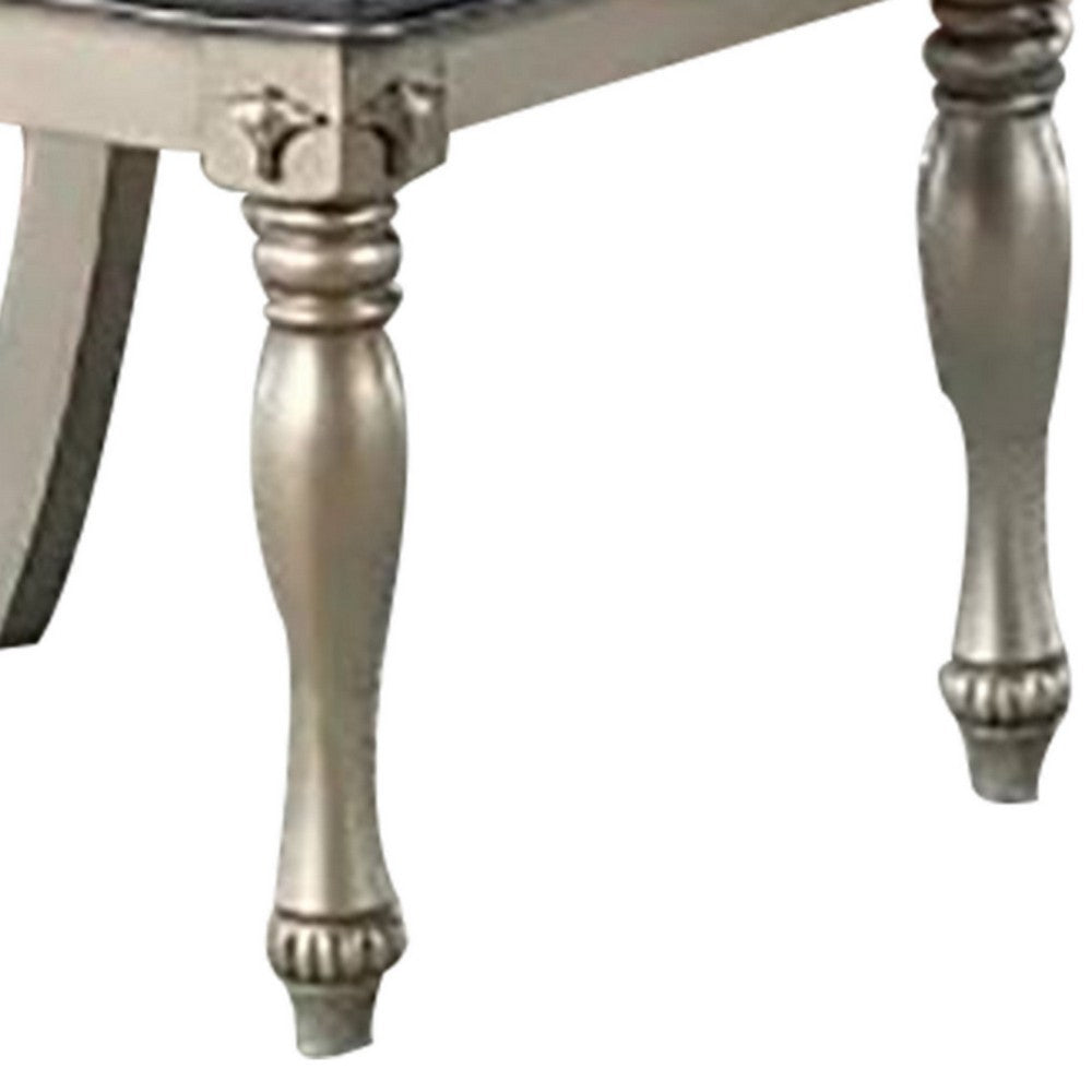 Benjara Kipp 25 Inch Set of 2 Armless Dining Chairs, Tufted Back, Gray Faux Leather