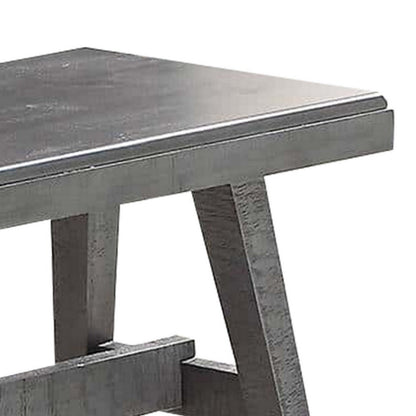 Benjara Alix 54 Inch Elegant Wood Dining Bench with Tapered Legs, Distressed Gray
