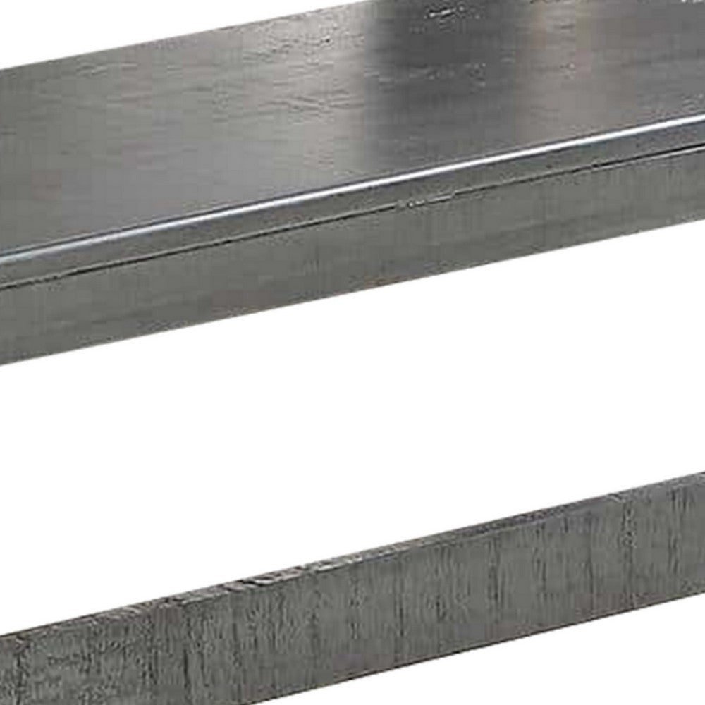Benjara Alix 54 Inch Elegant Wood Dining Bench with Tapered Legs, Distressed Gray