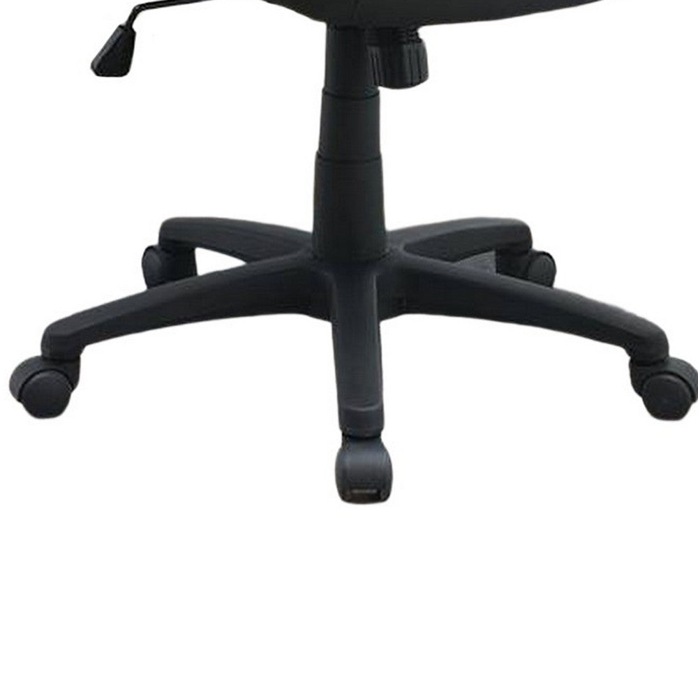 Benjara 42 Inch Swivel Office Gaming Chair, Adjustable, Faux Leather, Black, White