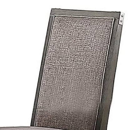 Benjara Kumi 25 Inch Set of 2 Wood Dining Chairs with Slatted Cushioned Backs, Gray
