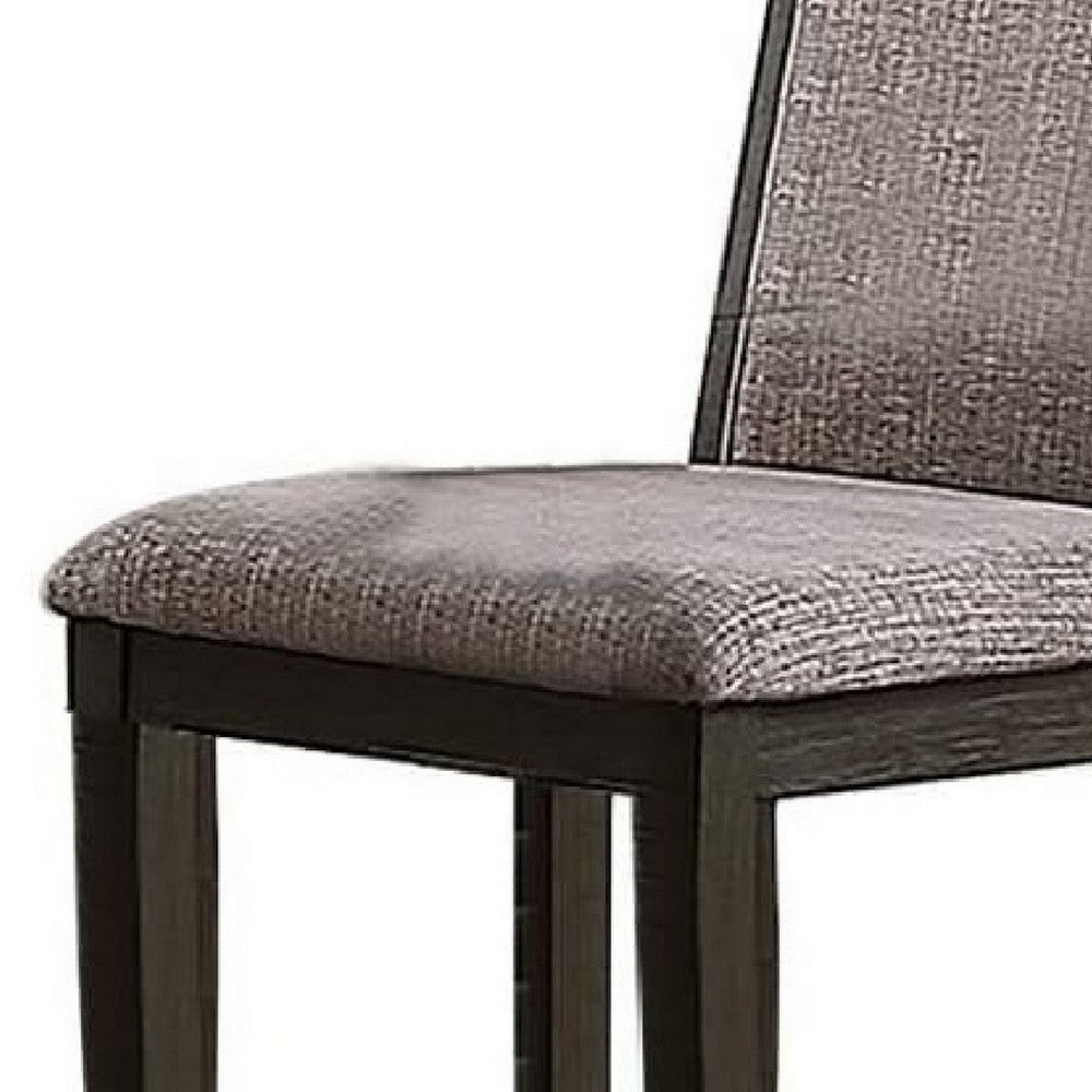 Benjara Kumi 25 Inch Set of 2 Wood Dining Chairs with Slatted Cushioned Backs, Gray