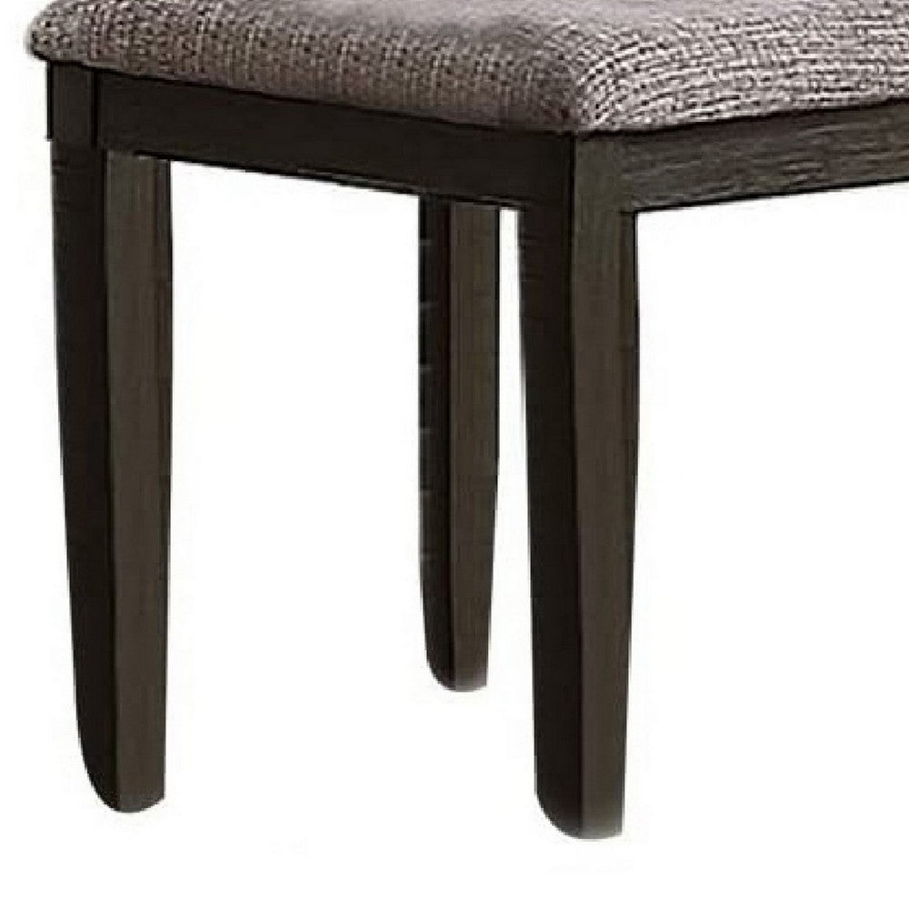 Benjara Kumi 25 Inch Set of 2 Wood Dining Chairs with Slatted Cushioned Backs, Gray