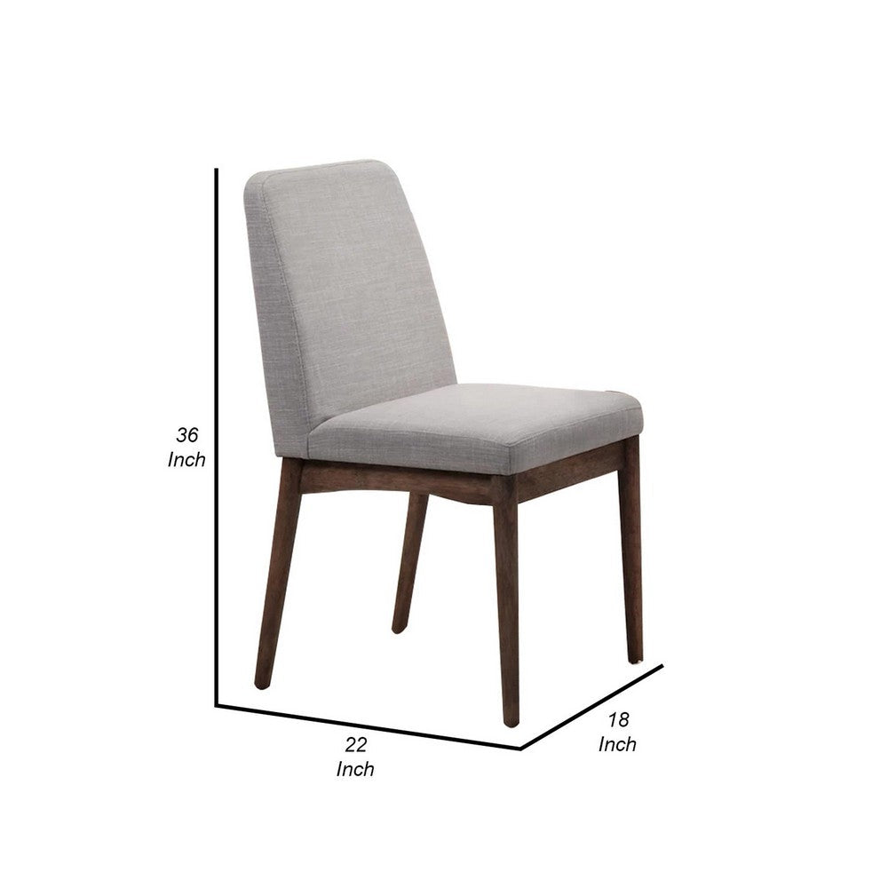 Benjara Lee Set of 2 Modern Wood Dining Chairs, Cushioned Seats, Tapered Legs, Gray