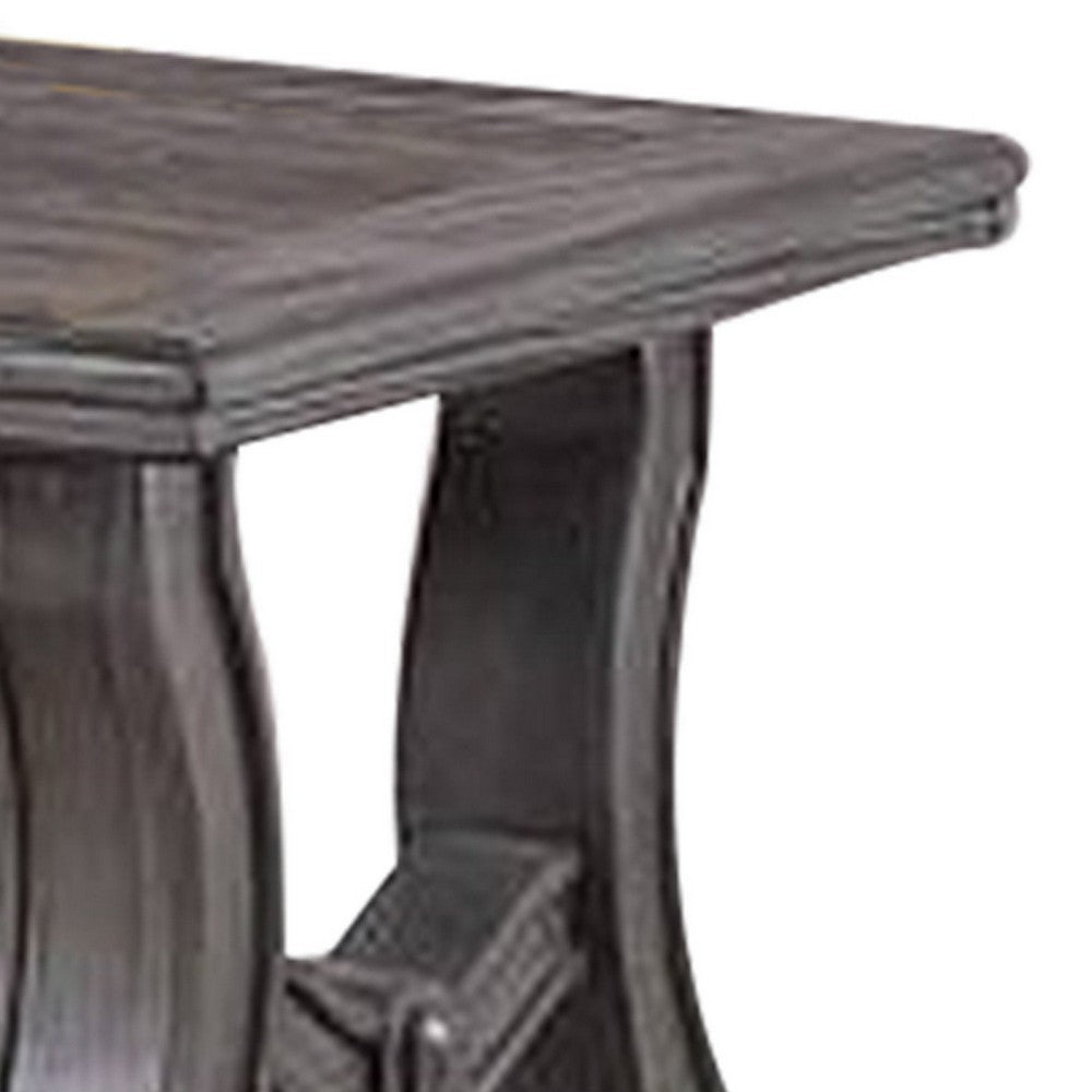 Benjara Jax 26 Inch Contemporary End Table, Flared Legs, Beveled, Platinum Gray