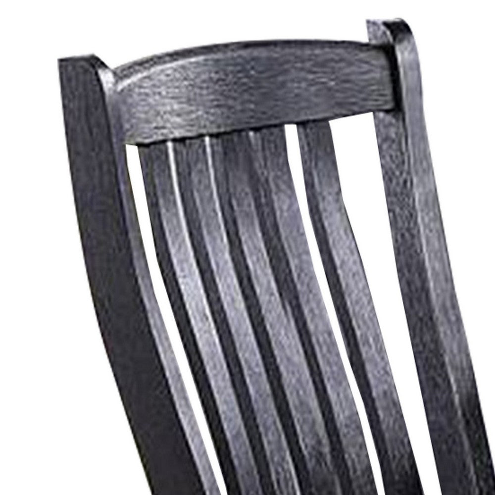 Benjara 23 Inch Wood Dining Chair, Set of 2, Slatted Back, Cushioned Seat, Gray