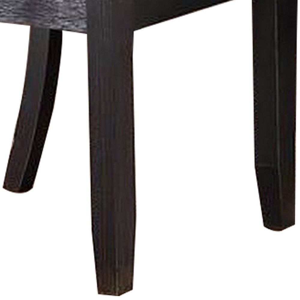 Benjara 23 Inch Wood Dining Chair, Set of 2, Slatted Back, Cushioned Seat, Gray