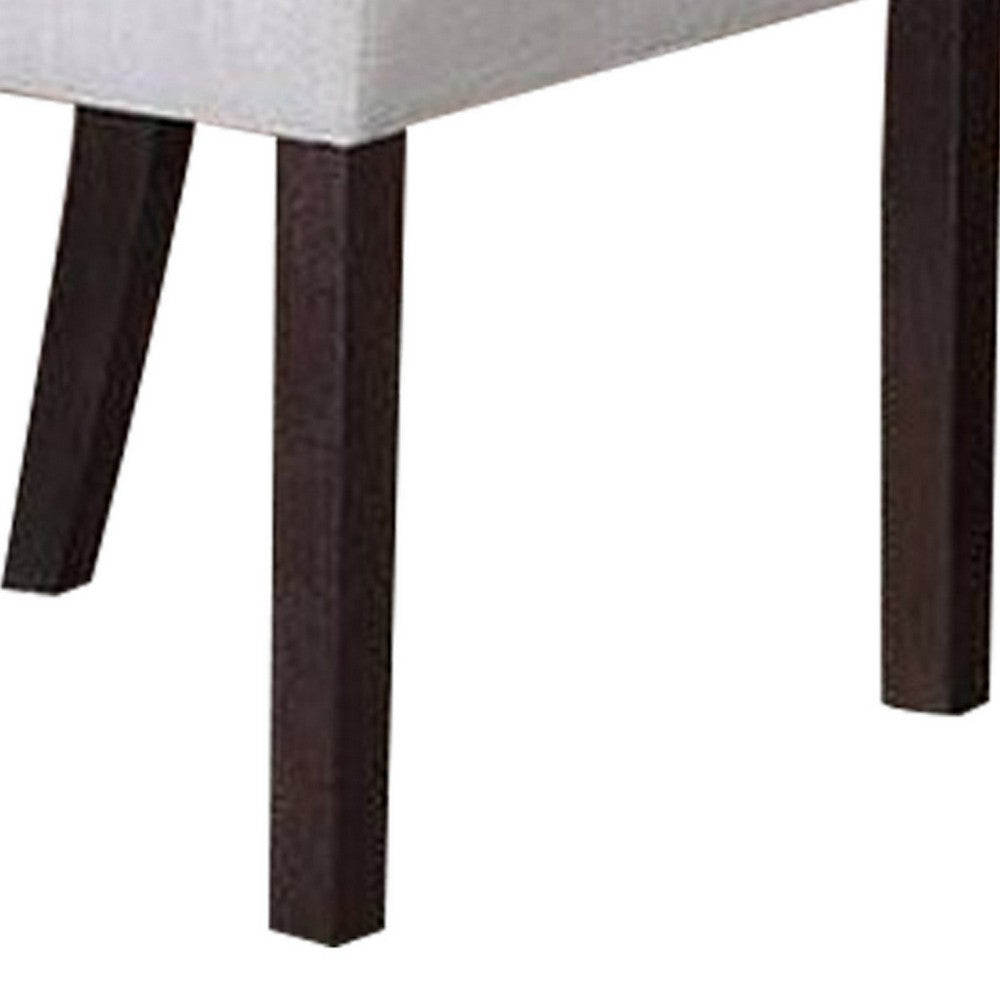 Benjara 26 Inch Wood Dining Chair with Button Tufted Padded Back, Set of 2, White