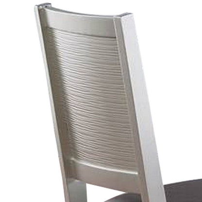 Benjara Joy 23 Inch Wood Dining Chair, Set of 2, Channel Tufted Back, Metallic Gray