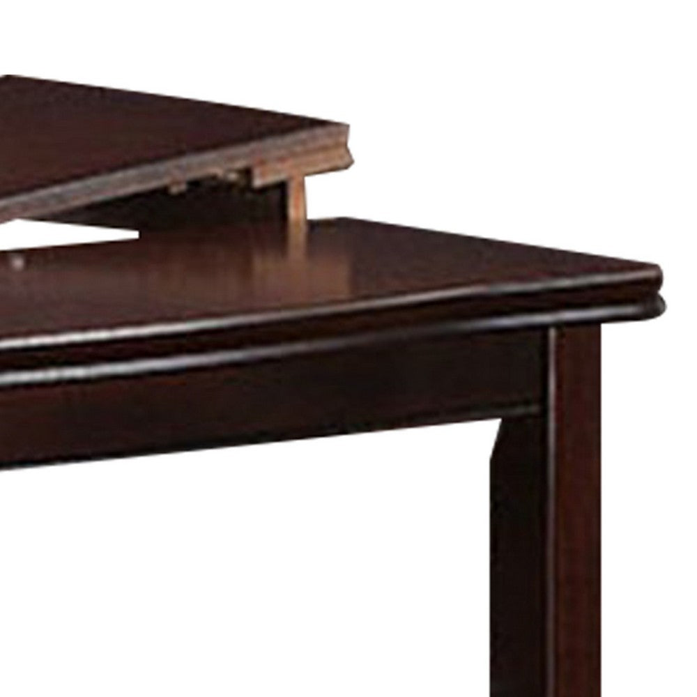 Benjara Red 52 Inch Dining High Table with 2 Extendable Butterfly Leafs, Brown Wood