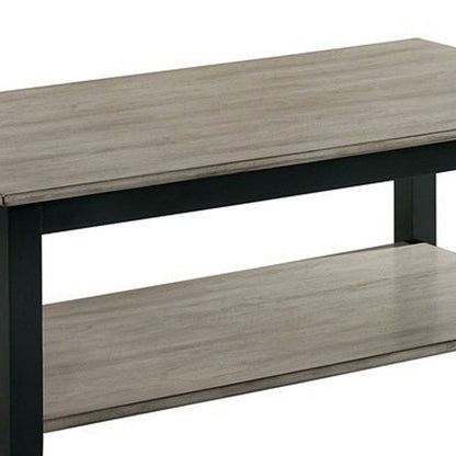 Benjara 47 Inch Modern Rectangular Coffee Table, Single Shelf, Wood Grain, Gray