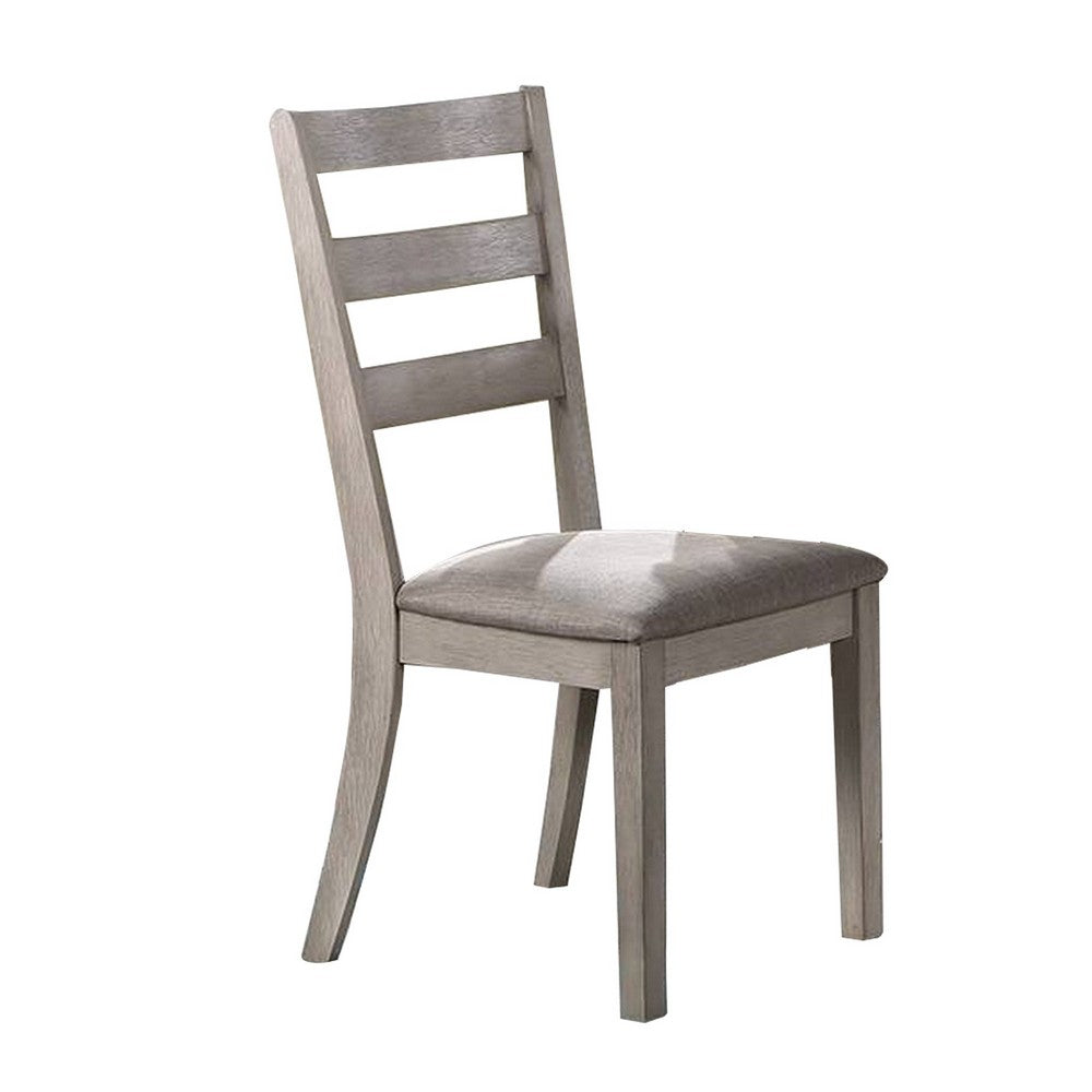 Benjara 5 Piece Dining Set, Rectangular Table, 4 Chairs, Padded Seating, Light Gray