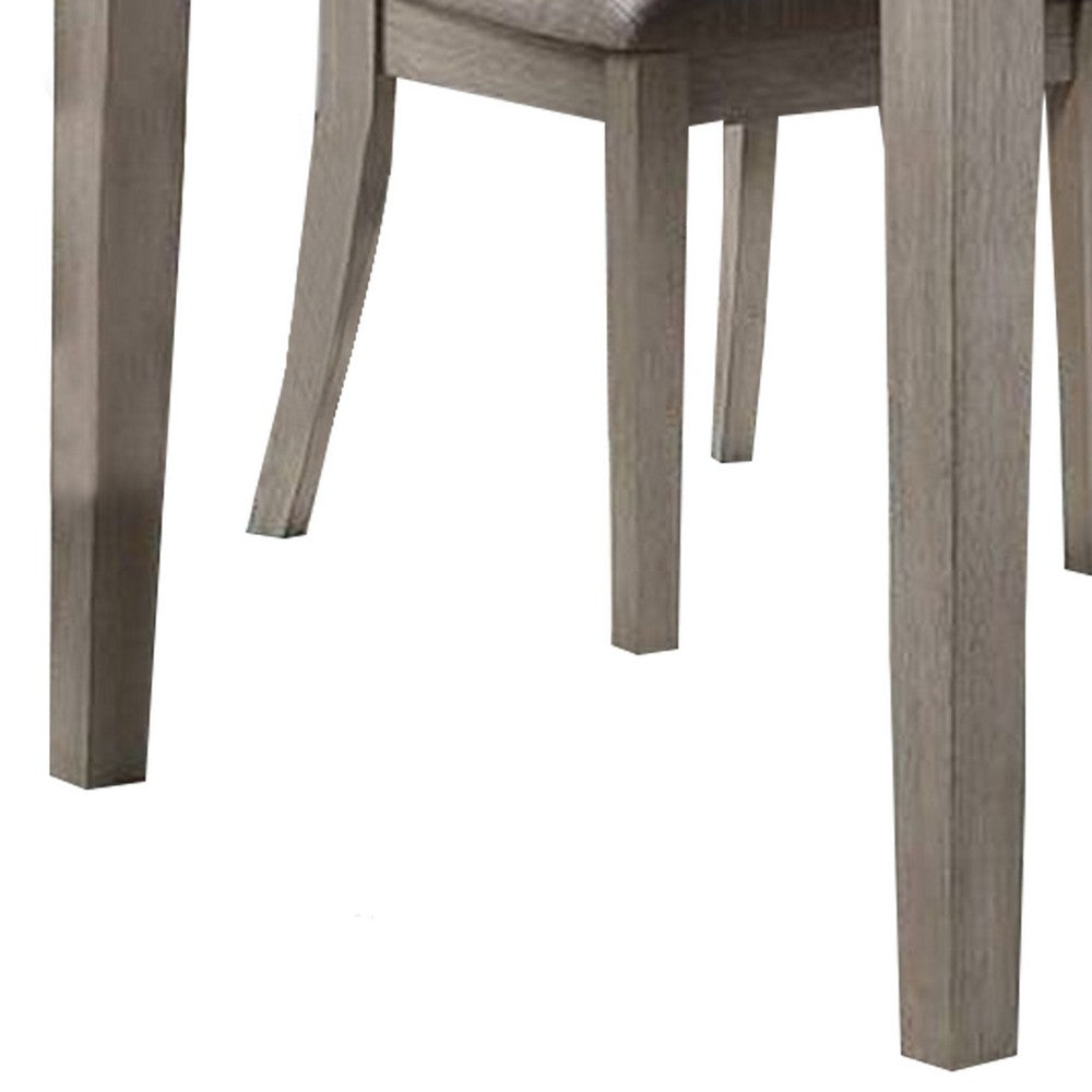Benjara 5 Piece Dining Set, Rectangular Table, 4 Chairs, Padded Seating, Light Gray