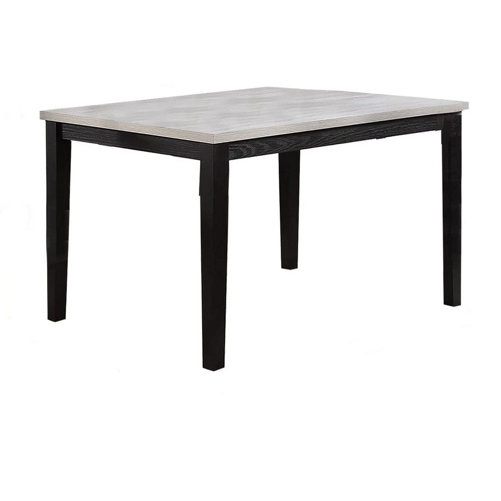 Benjara 5 Piece Dining Set, Rectangular Table, 4 Chairs, Padded, Espresso Brown