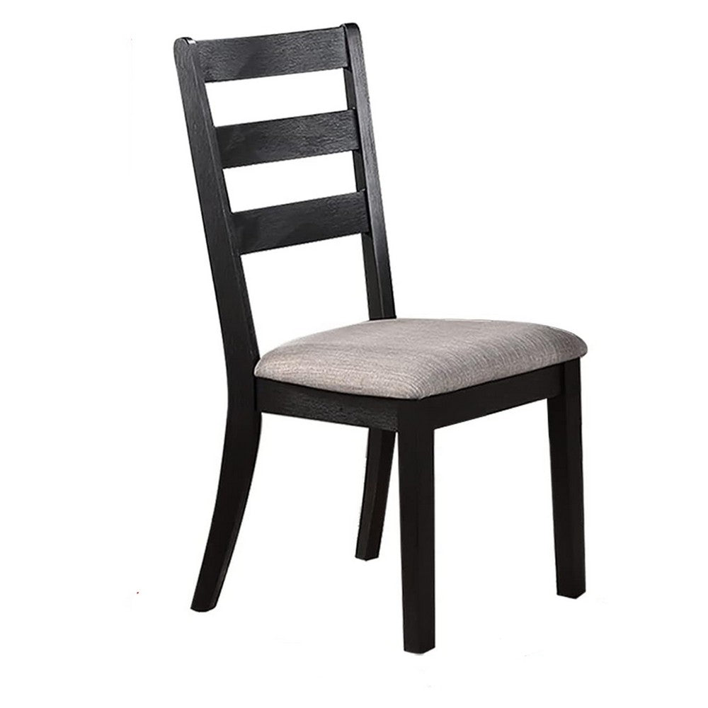 Benjara 5 Piece Dining Set, Rectangular Table, 4 Chairs, Padded, Espresso Brown