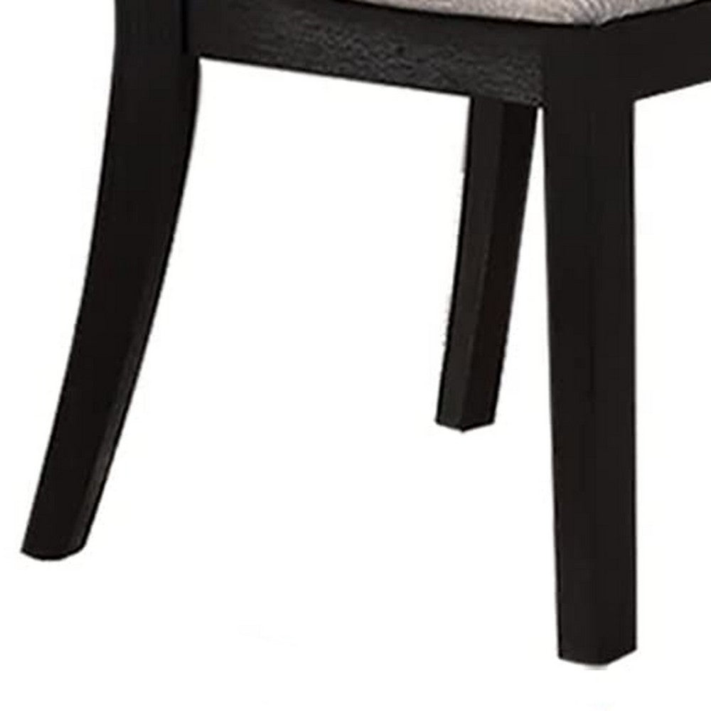 Benjara 5 Piece Dining Set, Rectangular Table, 4 Chairs, Padded, Espresso Brown