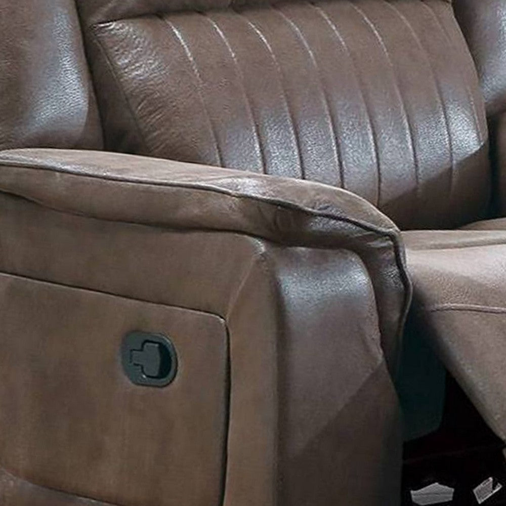 Benjara Oya 40 Inch Power Recliner Chair, Pull Tab Mechanism, Rich Brown Leather