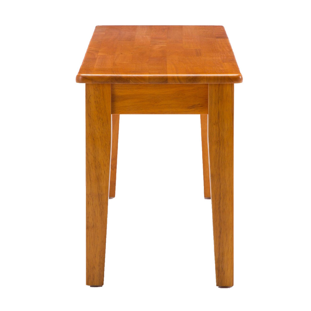 Benjara Nova 44 Inch Dining Bench, Tapered Legs, Oak Brown Wood