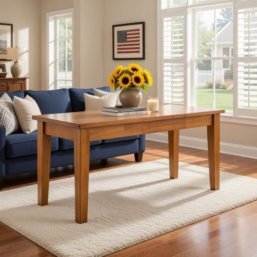 Benjara Nova 44 Inch Dining Bench, Tapered Legs, Oak Brown Wood