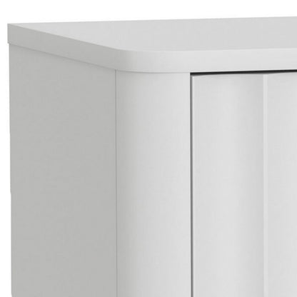 Benjara Aya 26 Inch Nightstand, Felt Lined Single Drawer, Scalloped Front, White