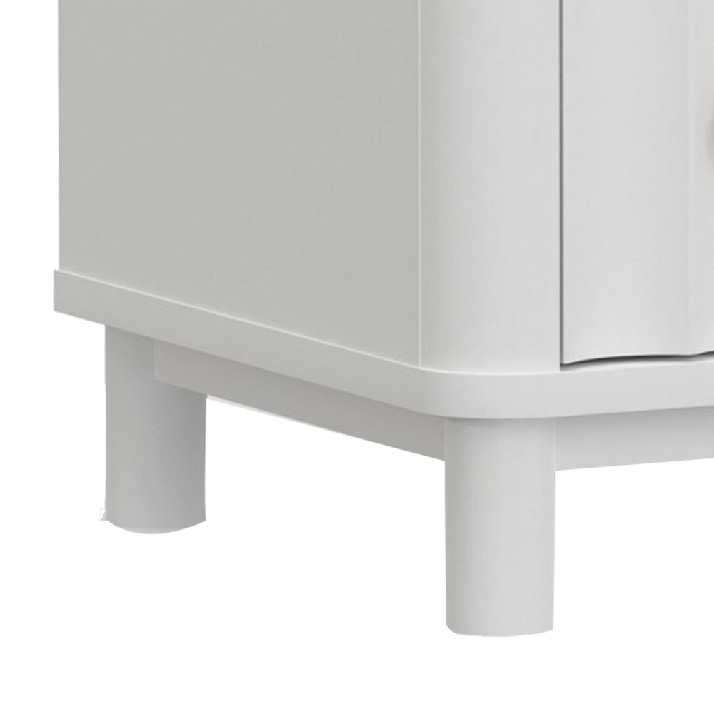 Benjara Aya 34 Inch Small 3 Drawer Dresser Chest, Scalloped Motif Front, White Wood