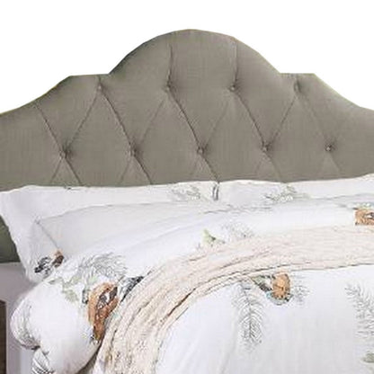 Benjara Eni Upholstered Queen Size Bed, Tufted Adjustable Headboard, Gray Fabric