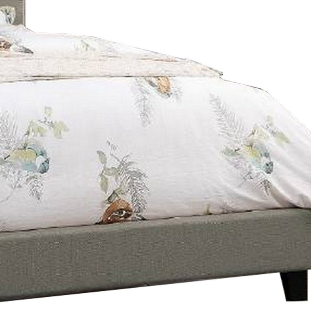 Benjara Eni Upholstered Queen Size Bed, Tufted Adjustable Headboard, Gray Fabric