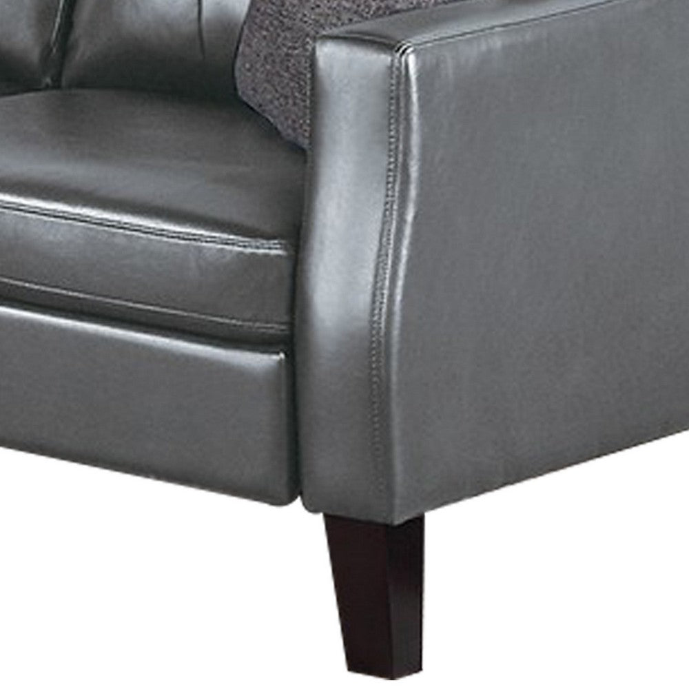 Benjara Hera 2 Piece Sofa And Loveseat Set, 4 Pillows, Classic Gray Faux Leather