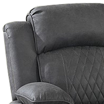 Benjara Seda 71 Inch Power Reclining Loveseat, Storage Console, Gray Faux Leather