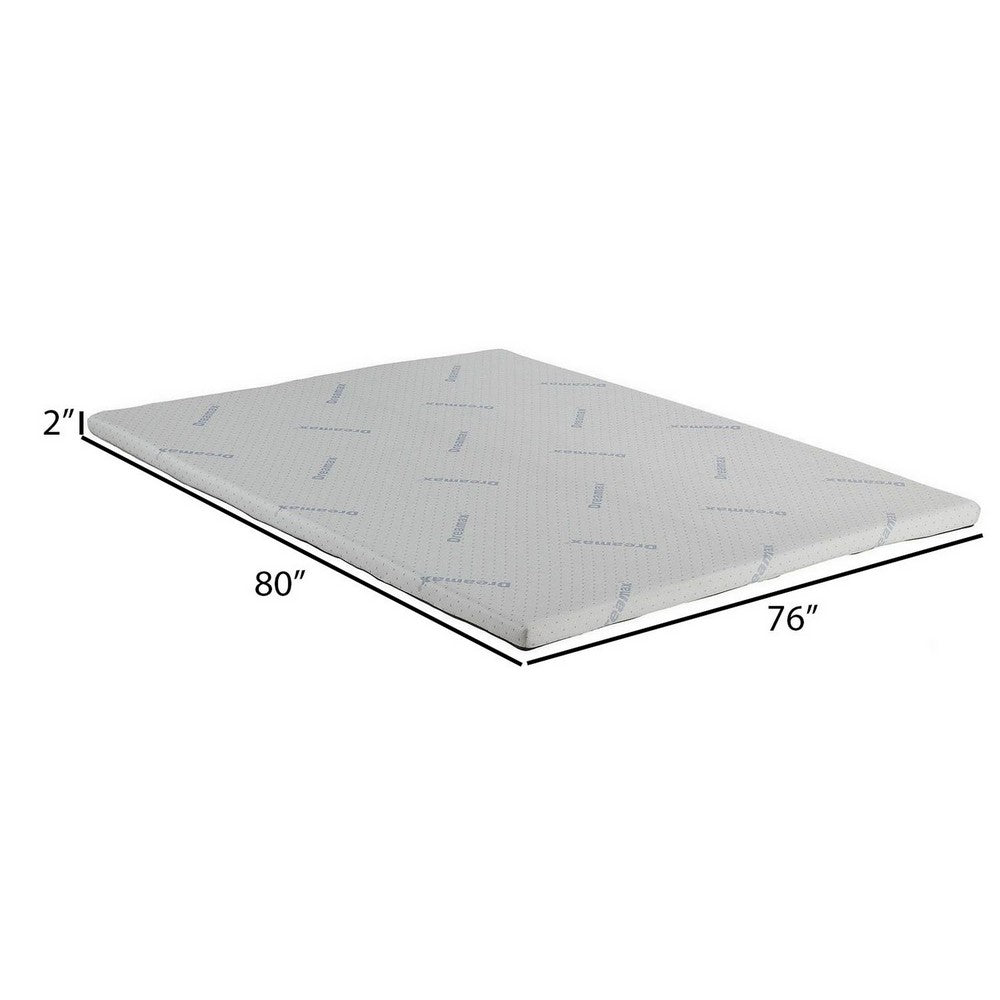 Benjara Neko 2 Inch Plush King Size Mattress Topper, Soft NU TEX Polyurethane Foam