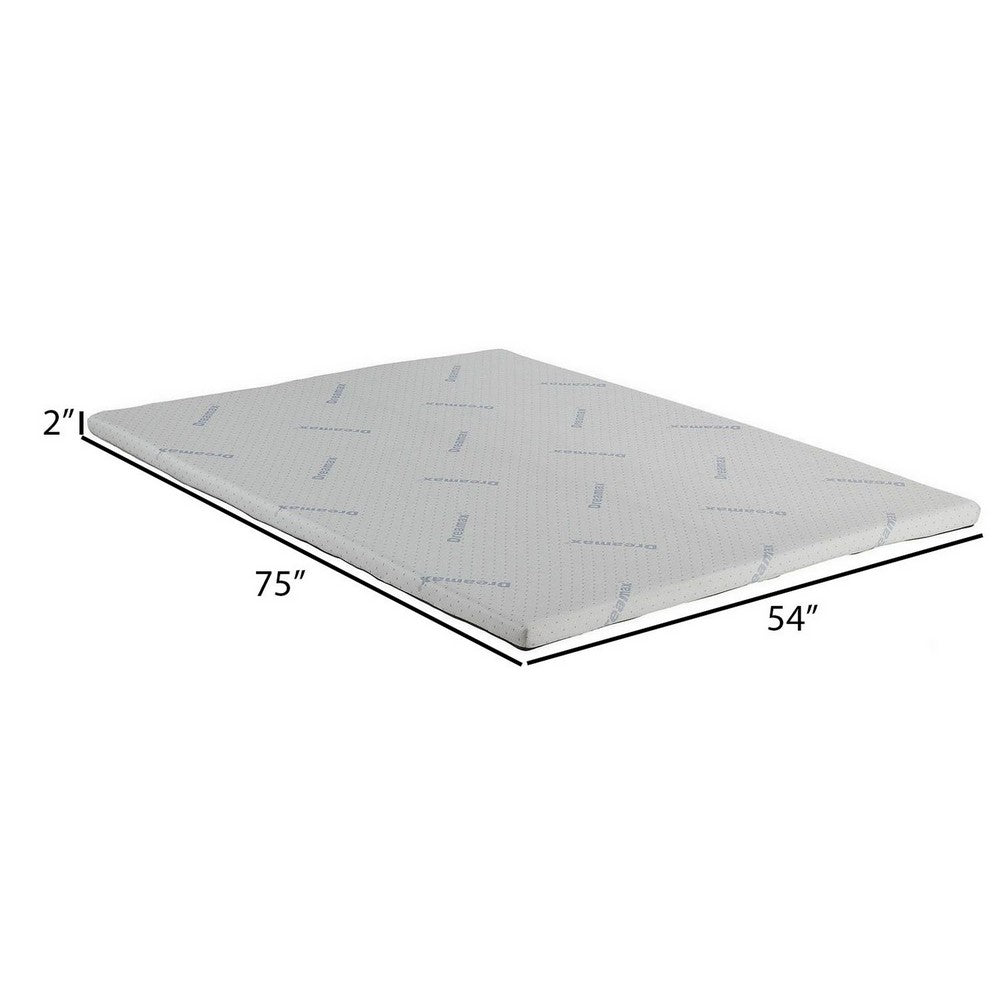 Benjara Neko 2 Inch Plush Full Size Mattress Topper, Soft NU TEX Polyurethane Foam