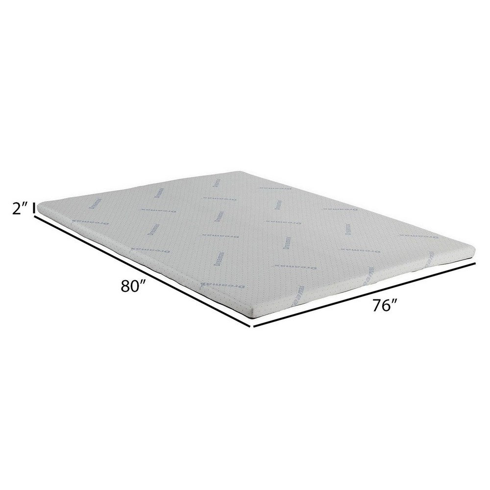 Benjara Elf 2 Inch Quilted King Size Mattress Topper for Bed, Soft Memory Foam