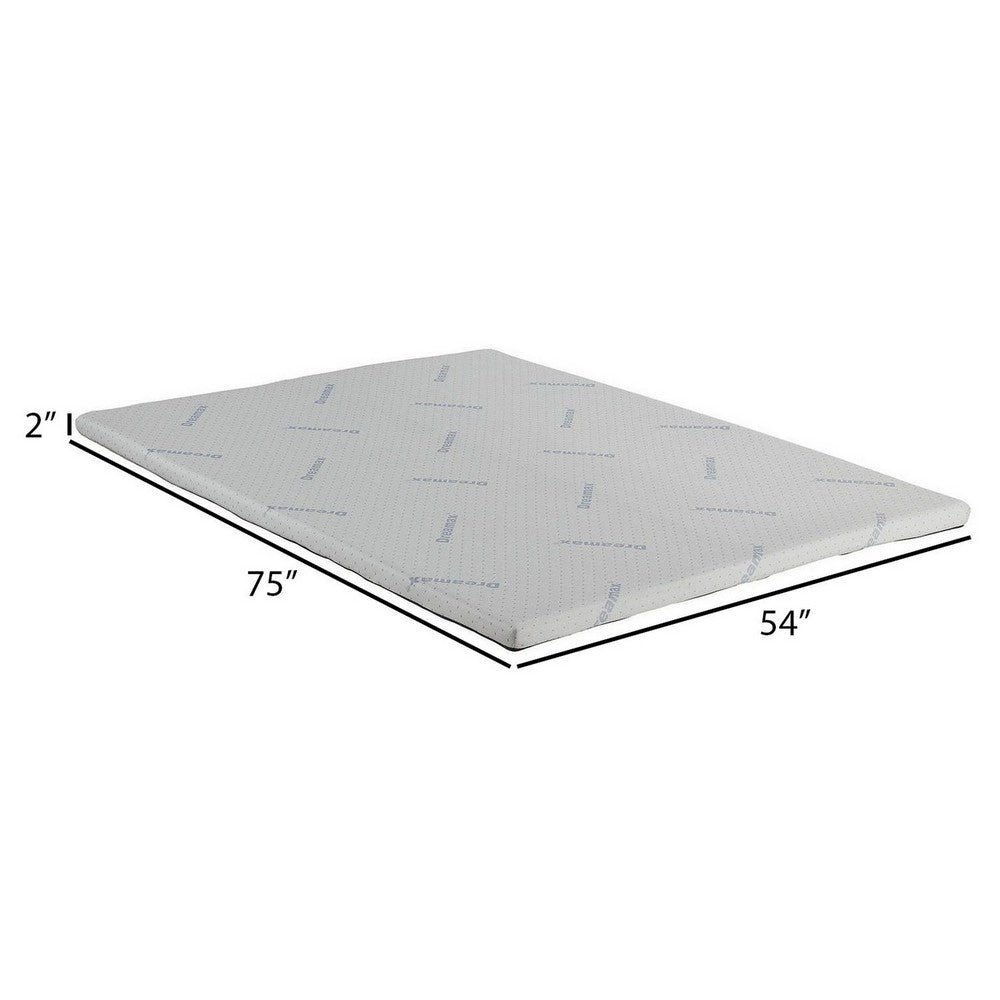 Benjara Elf 2 Inch Quilted Full Size Mattress Topper for Bed, Soft Memory Foam