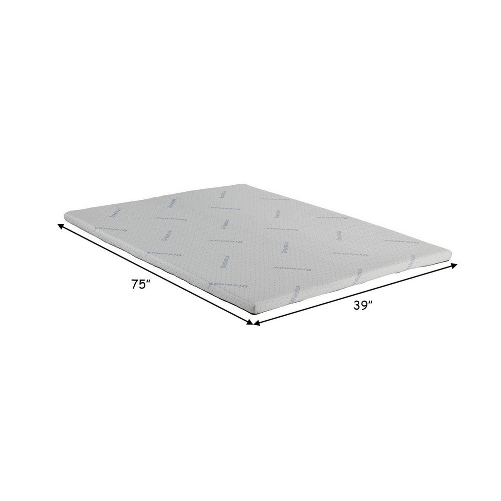 Benjara Elf 2 Inch Quilted Twin Size Mattress Topper for Bed, Soft Memory Foam
