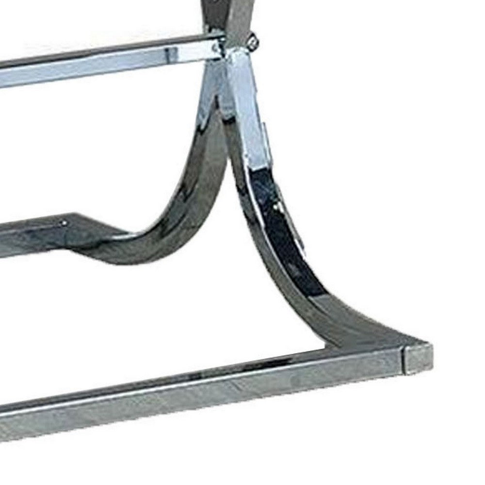 Benjara Gavin 24 Inch Side End Table, Mirrored Panels, Curved Crossed Base, Chrome