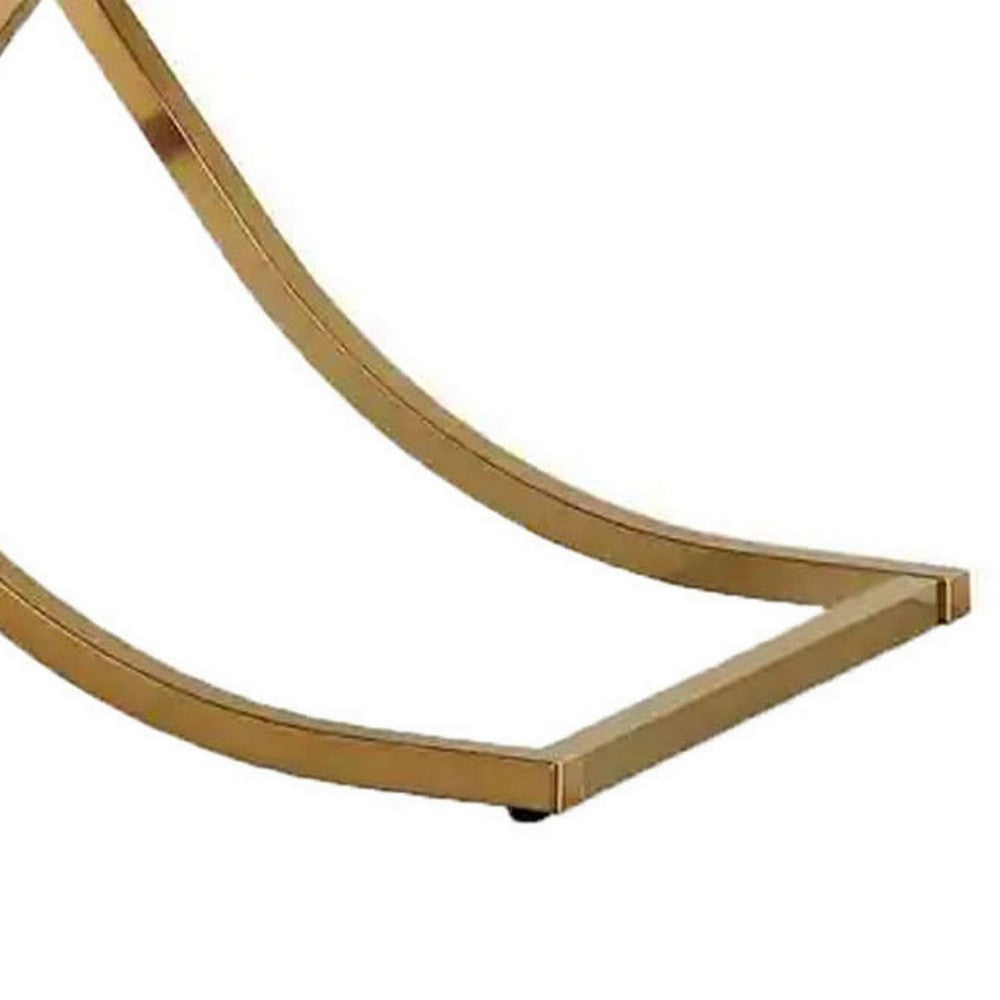 Benjara Gavin 48 Inch Sofa Console Table, Mirrored Panels, Crossed Frame, Gold