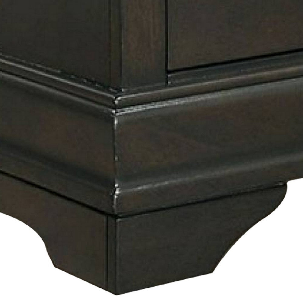 Benjara Ryla 24 Inch Nightstand, 2 Drawers, Solid Wood, Metal Drop Handles, Gray